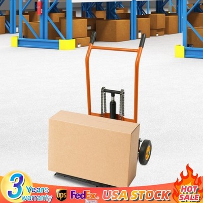 440LB Hydraulic Material Lift Winch Stacker Adjustable Pallet Truck Dolly 6-40CM