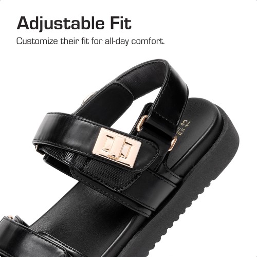 Girls Summer Open Toe Slide Sandals Hook & Loop Casual Shoes Little Kid/Big Kid - Picture 8 of 44