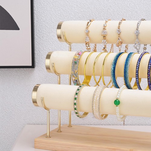 Elegant 3-Tier Velvet Bracelet Display Stand – Organize Your Jewelry with Style - Picture 7 of 8