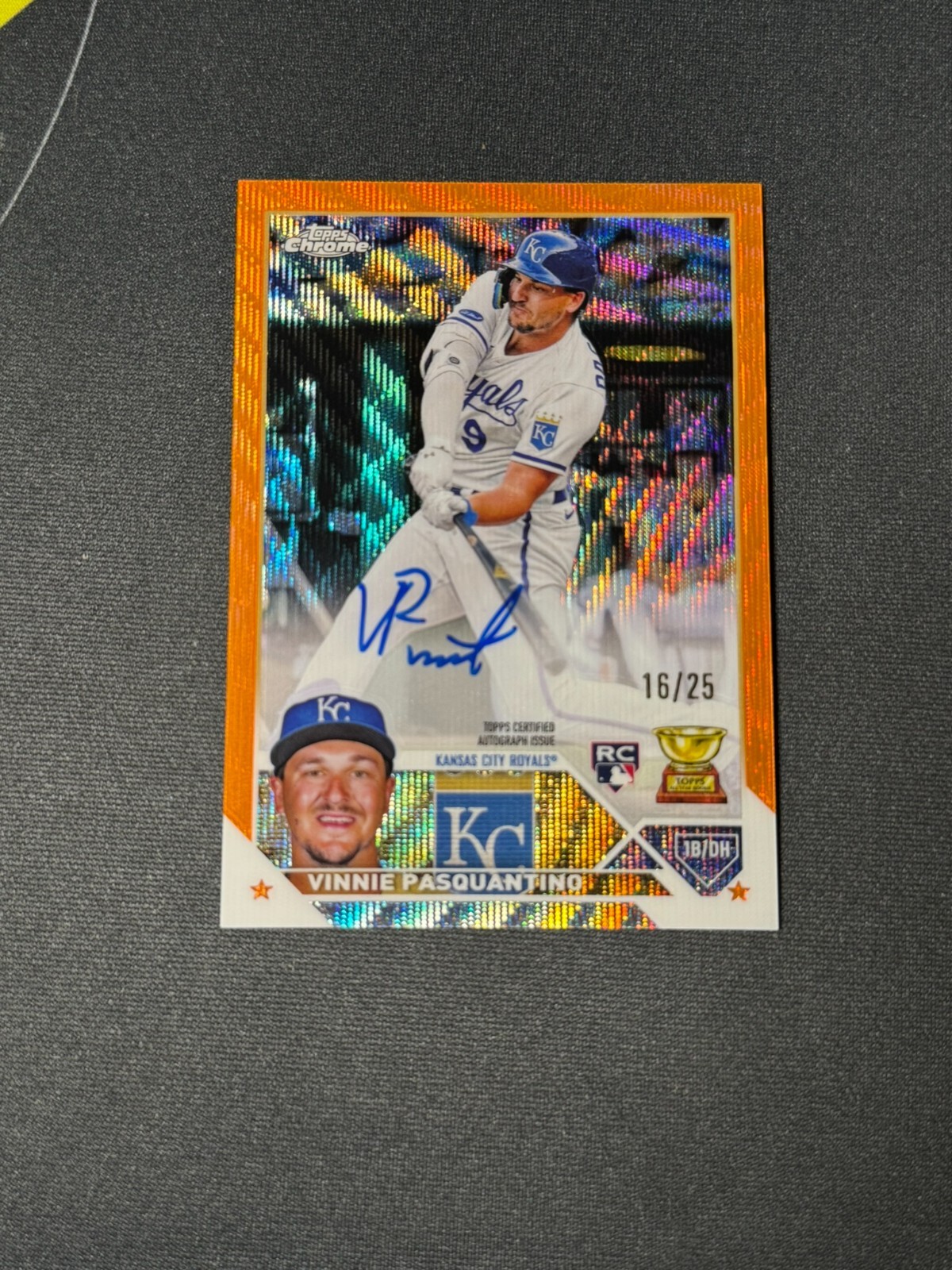 2023 Topps Chrome Rookie Auto Vinnie Pasquantino Orange Wave Refractor /25 