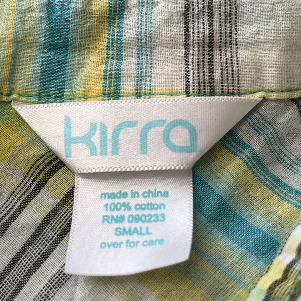 Kirra Juniors Sz S Snap Front Plaid Western Shirt Green Blue - Image 3 of 4