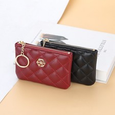 Leather Zipper Coin Purse Women Small Mini Short Wallet Bag Money Change Holder