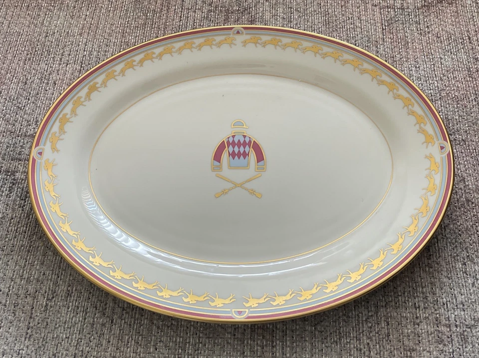 Pickard Saratoga The Norma Collection 14.5” Gold Equestrian Serving Platter Dish - Image 3 of 4