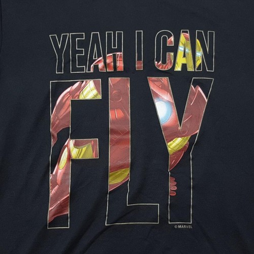 UNDER ARMOUR Loose Iron Man "Yeah I Can Fly" Shirt - Youth L Black