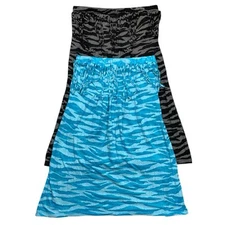 Juniors Girls Tube Top Shirts Black Grey Blue Striped Tassel Accents Size Small