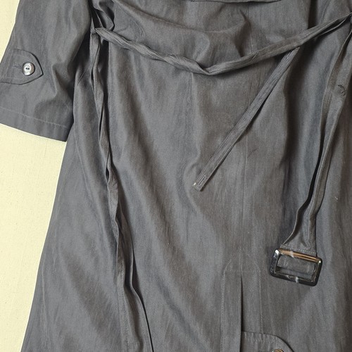 London Fog Trench Coat Black Size 12 Reg Belted Removable Liner Flawed Classic - Picture 10 of 19