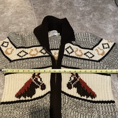 Suéter Caldwell Tejido Rite Mills Caballos Lana Cremallera Canadá Hecho a Mano De Colección - Imagen 6 de 13