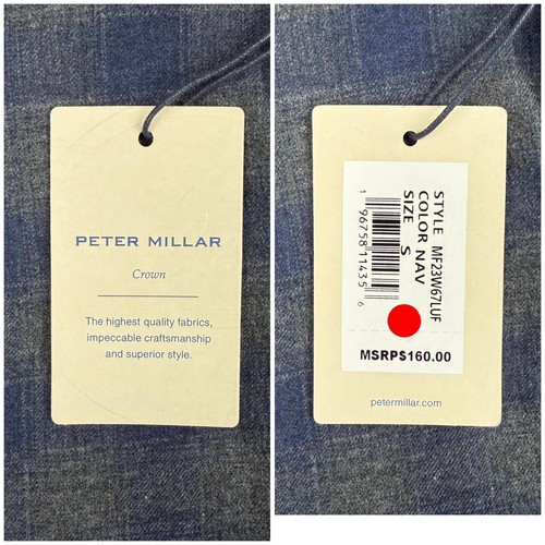 Camisa Peter Millar Para Hombre Pequeña S Azul Marino Gris Cuadros Terraza Franela Abotonada 2 - Imagen 3 de 10