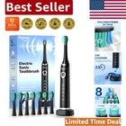 Sonic Rechargeable Electric Toothbrush for Adults with 8 Brush Heads – Black