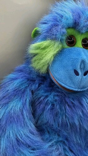 The Puppet Company Funky Monkey Puppet Large Purple / Green faux fur & Blue Nose - Picture 4 of 13