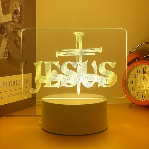 Jesus Cross LED Night Light With USB Cable - Imagen 4 de 15