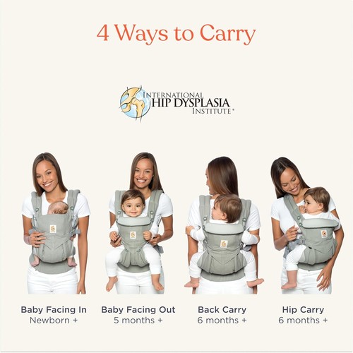 Ergobaby Omni 360 Baby Carrier Pearl Grey Ergonomic All in One Cotton Newborn - Picture 4 of 7