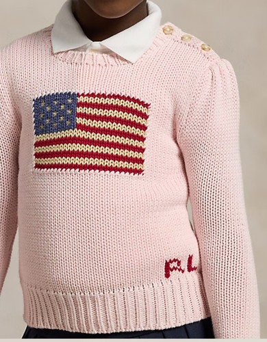 Girls Ralph Lauren Flag Cotton Crewneck Sweater Size 6 - Picture 8 of 8