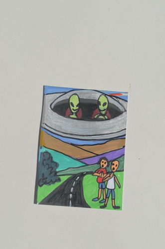 ACEO Originals Alien UFO Original Art Paintings not a print - Picture 3 of 3