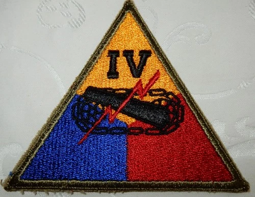 WW2 ERA 4th ARMORED DIVISION PATCH US MILITARY BADGE WORLD WAR II