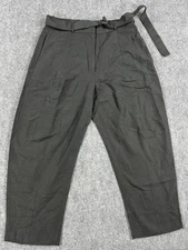 Banana Republic Pants Womens 12 Black High Rise Belted Tapered Linen Trousers