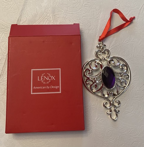 LENOX BEJEWELED SPIRE ORNAMENT SILVERPLATE PURPLE JEWEL T34 - Picture 2 of 3