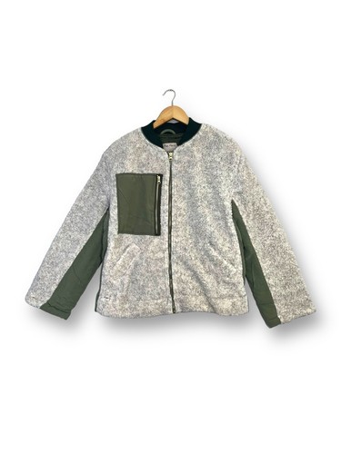 Free People Fleece Jacket Ivory and Green Size XS UK 6 to 8 zip Casual - Picture 19 of 19