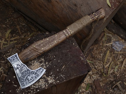 21''inchViking Axe Carbon Steel Blade Tomahawk Axe W/Leather Sheath BL-3608 - Picture 8 of 19