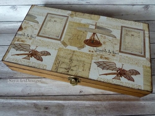Leonardo Da Vinci Men's Personalized Keepsake Box. Medal Collection Wooden Box. - Picture 6 of 8