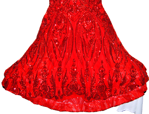 Women's Long Sleeve V-Neck Sequined Mermaid Evening Dress Size 16 Red New T2394 - Picture 7 of 18