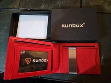 Runbox Slim Leather Wallet Men Blocking Rfid Minimalist Clip Money Wallets