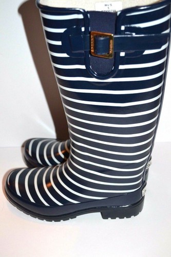 SPERRY TOP SIDER PELICAN III NAVY/WHITE RUBBER RAIN/SNOW TALL BOOTS lined WOMENS - Picture 2 of 10