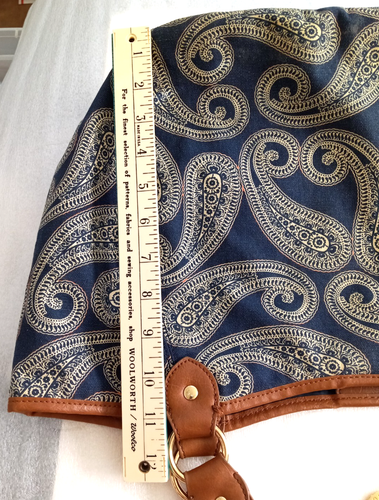 Borsa shopper Tommy Hilfiger BLU PAISLEY TOTE borsa a mano FINITURE IN PELLE spedizione veloce - Foto 12 di 19