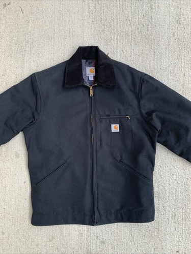 Carhartt Detroit Jacket J001 MEDIUM TALL Black Blanket Line Canvas Duck TAILORED - Picture 2 of 18