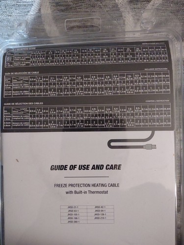 Top Dure Automatic Pipe Heating Cable JHSD 12 ft Black. Thermostat Integrated - Picture 3 of 3