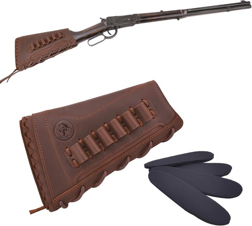 Stylish Hand-Stitched Leather Buttstock Pad for Enhanced Shooting Experience - Picture 3 of 11