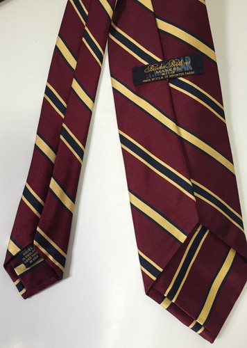 Brooks Brothers Makers Classic Men's Tie Silk Striped Burgundy Navy Blue GoldEUC - Picture 4 of 4
