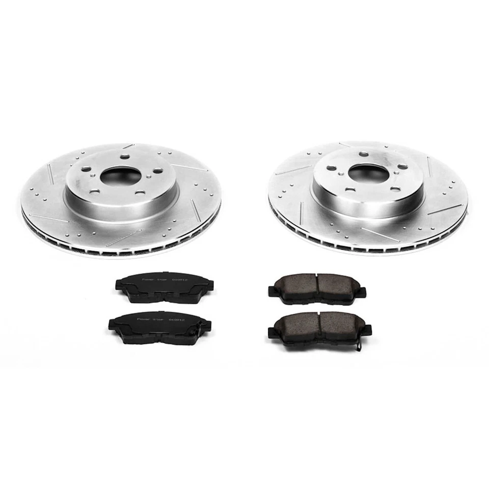 K3163 Powerstop Juego de 2 ruedas delanteras de disco de freno y pastillas de freno delanteras para Toyota RAV4 96-03 Foto 3 de 3