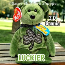 ☘️ 2008 LUCKIER Green Shamrock Irish BEAR Ty Beanie Babies 2.0 *MWMT*