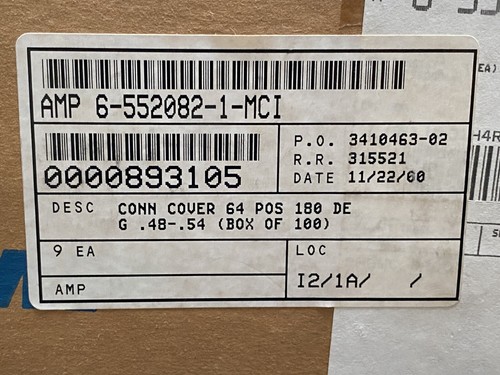 QT 100 AMP 6-552082-1 ELEKTRISCHER ANSCHLUSS 64 POS ABDECKUNG KIT 552080-1 & 552081-1 - Bild 6 von 19