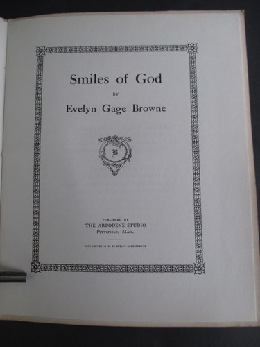 SMILES OF GOD by Evelyn Gage Browne, 1918 1st Ed - Picture 3 of 4