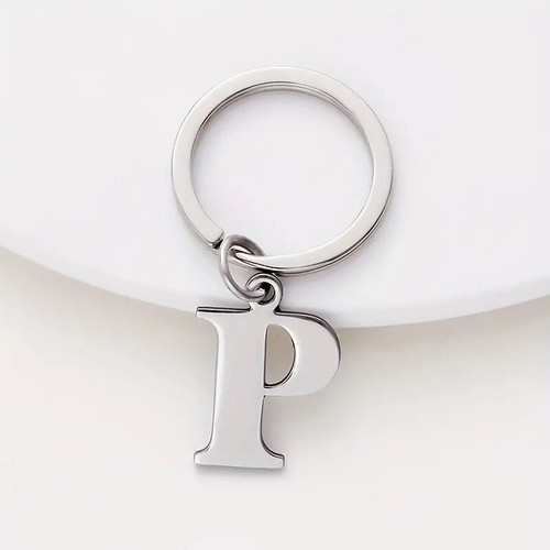 Schlüsselanhänger Buchstabe Silber Edelstahl Anhänger Keyring Alphabet - Bild 18 von 28