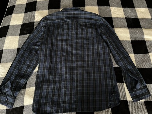 Size Large - Men's Burberry Wool Blue Black Check Shirt Jacket - Picture 2 of 10