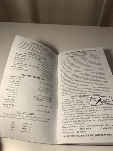 Augusta National Spectators Guide 2014 Masters Golf Club Booklet Out of Print - Picture 4 of 13