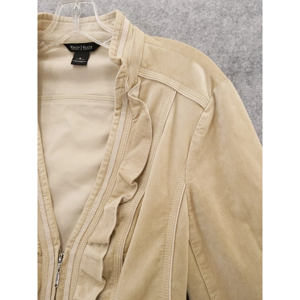 Chaqueta Casa Blanca Mercado Negro Volantes Frontal Corbata Cintura Beige Terciopelo Talla 8 Foto 2 de 4
