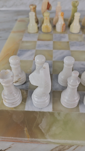 Grünes Onyx Schachspiel, 15" Brett, einzigartiges Steinschachspiel, Aufbewahrungsbox, Schachgeschenk - Video 1 von 1