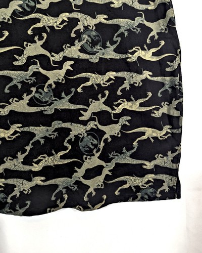 Vintage Jurassic Park BATIK Raptor Print Tank Dress Size M Stretch A-Line Midi - Afbeelding 4 van 7