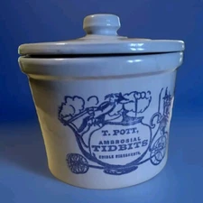 VTG Crock with Lid T. Pott Ambrosial Tidbits - Edible Birdsnest - Snack Jar