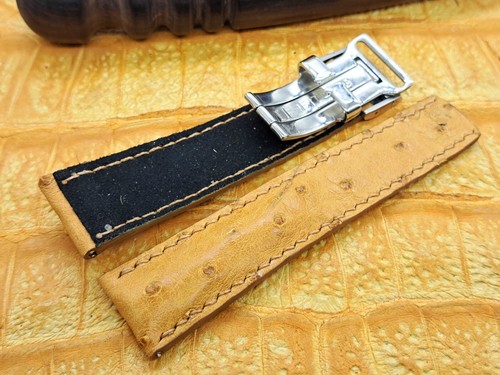 22mm/20mm Ostrich Leather Watch Band Bespoke Vintage Exotic Leather - Picture 3 of 14