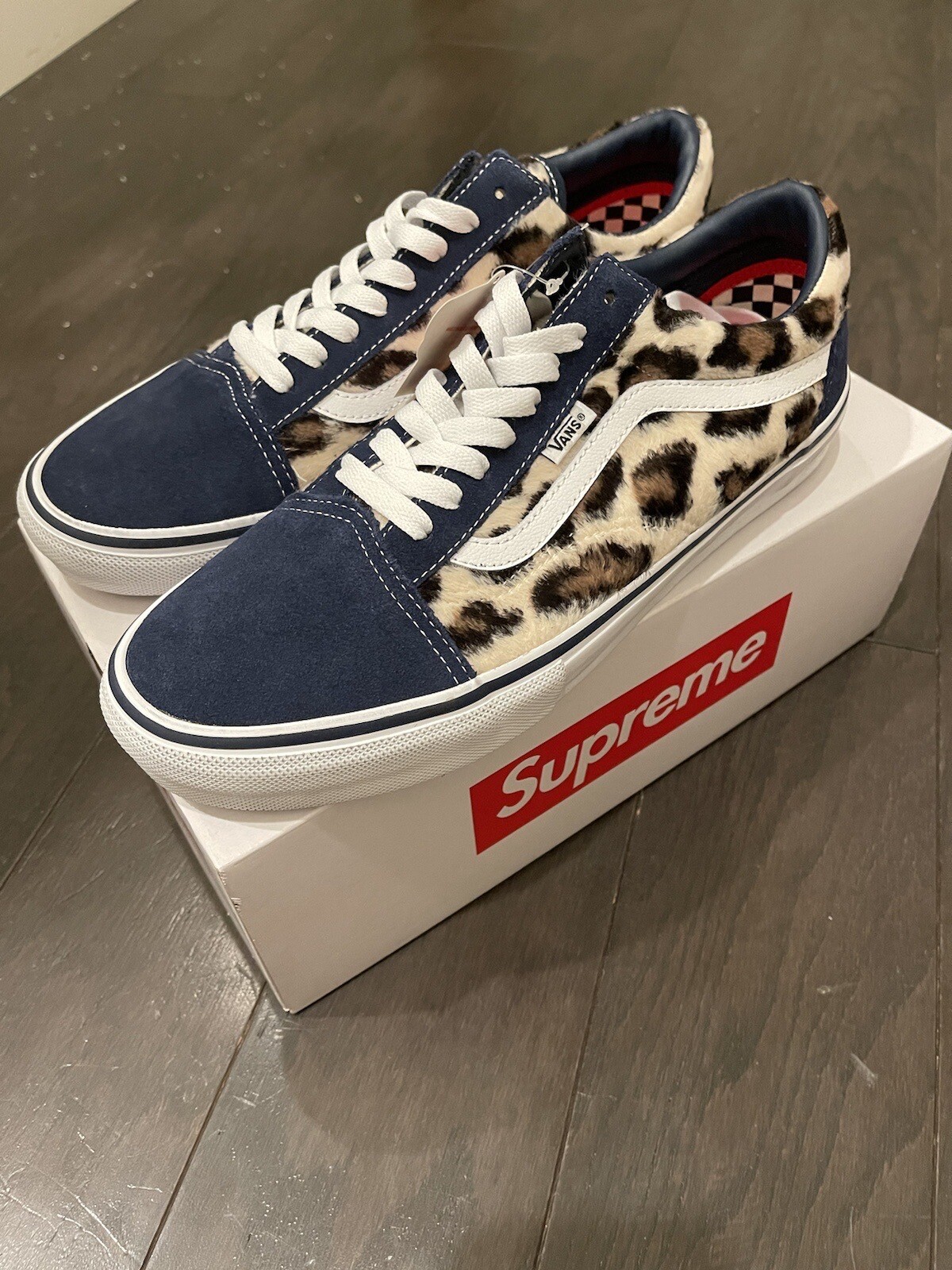 DS Supreme X Vans Skate Old Skool Leopard Navy Size 11 Men’s New In Box