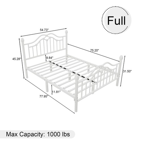 Metal Platform Bed Frame Twin Full Queen Size with Headboard and Footboard - Picture 15 of 26