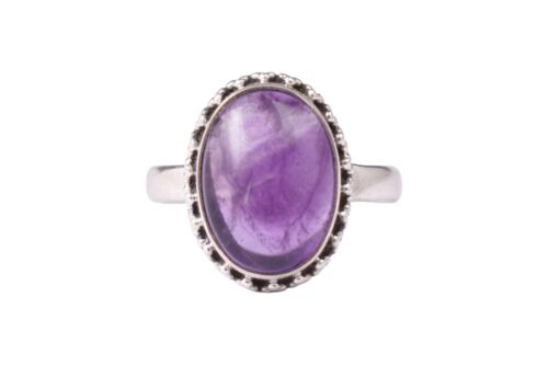 925 Sterling Silver Amethyst Gemstone Rose Gold / Gold Plated Ring GRS-1157 - Picture 1 of 15