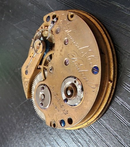1872 E. Howard Series IV 15j N Pocket Watch Movement Good Staff Parts Repair - Picture 4 of 7