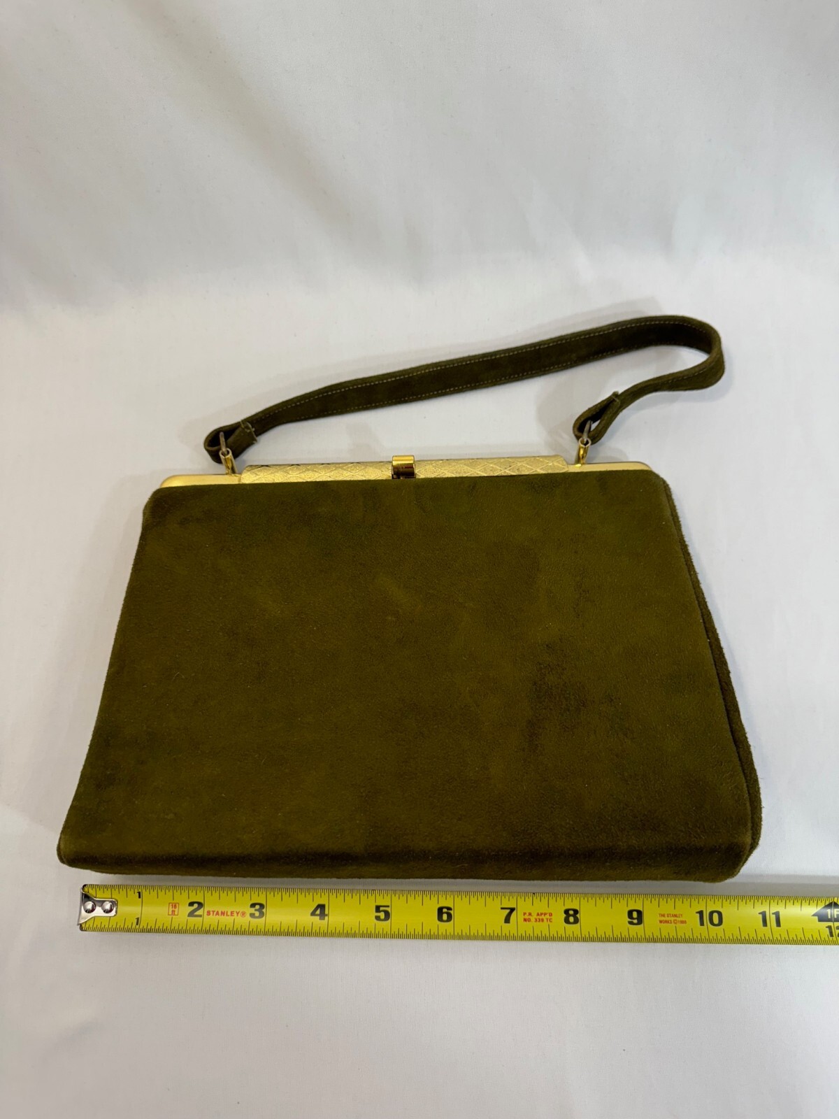 VINTAGE OLIVE GREEN VELVET EVENING PURSE HANDBAG … - image 7