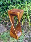 Large Twisted Side Table/Stool Hand Carved Acacia Wood/Honey Finish/76x28x28